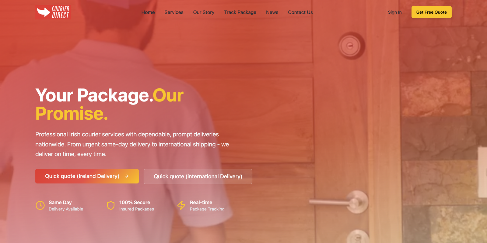 Courier Direct website homepage