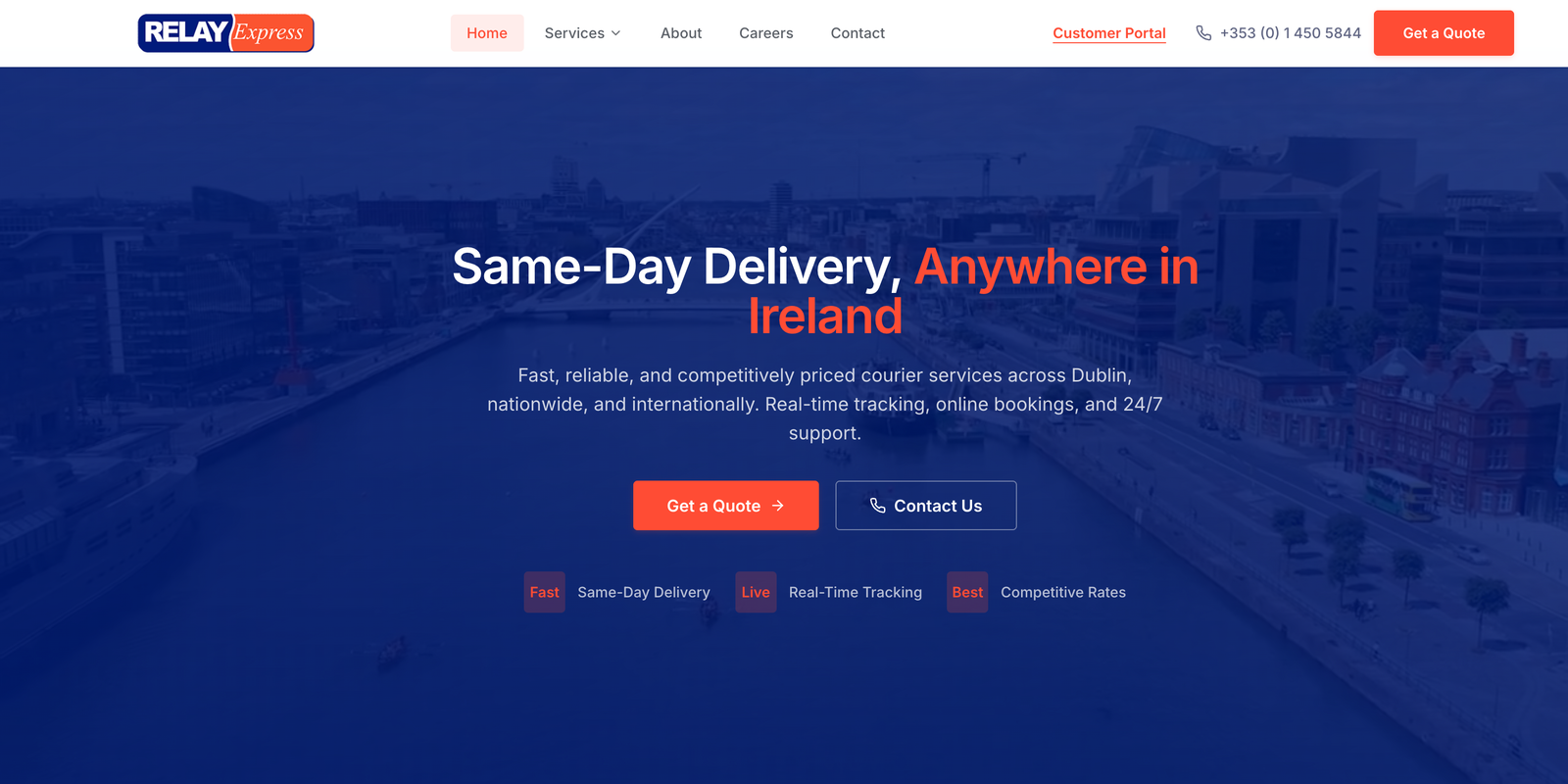 Relay Express website homepage